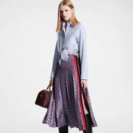 3D Monogram Asymmetrical Pleat Midi Skirt