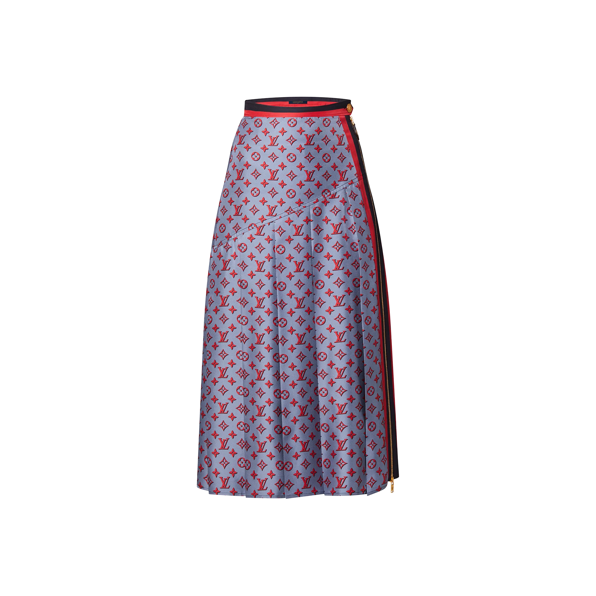 3D Monogram Asymmetrical Pleat Midi Skirt