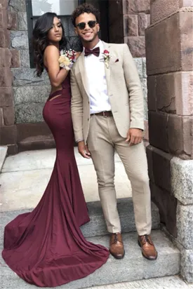 Amazing Off White Plaid Men Suit for Prom