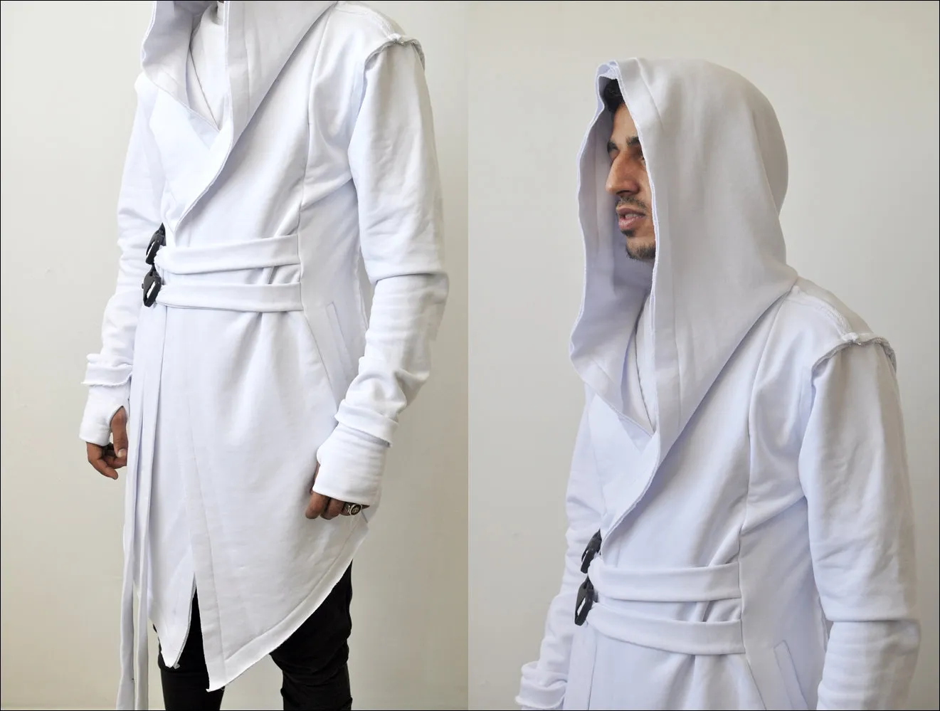 Assassin's Creed Hooded Cardigan Kimono,Long Asymmetrical Steampunk Futuristic - BB0102