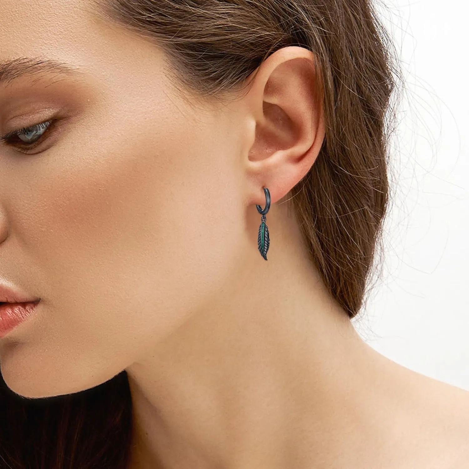 Black Cross/Feather/Sword/Spike/Star of David Dangle Drop Earrings 925 Sterling Silver Turquoise Malachite Abalone Punk Jewelry Gothic Birthday Gifts for Men Women