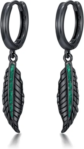 Black Cross/Feather/Sword/Spike/Star of David Dangle Drop Earrings 925 Sterling Silver Turquoise Malachite Abalone Punk Jewelry Gothic Birthday Gifts for Men Women