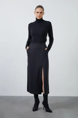 Black Shorts Skirt with Slit Detail