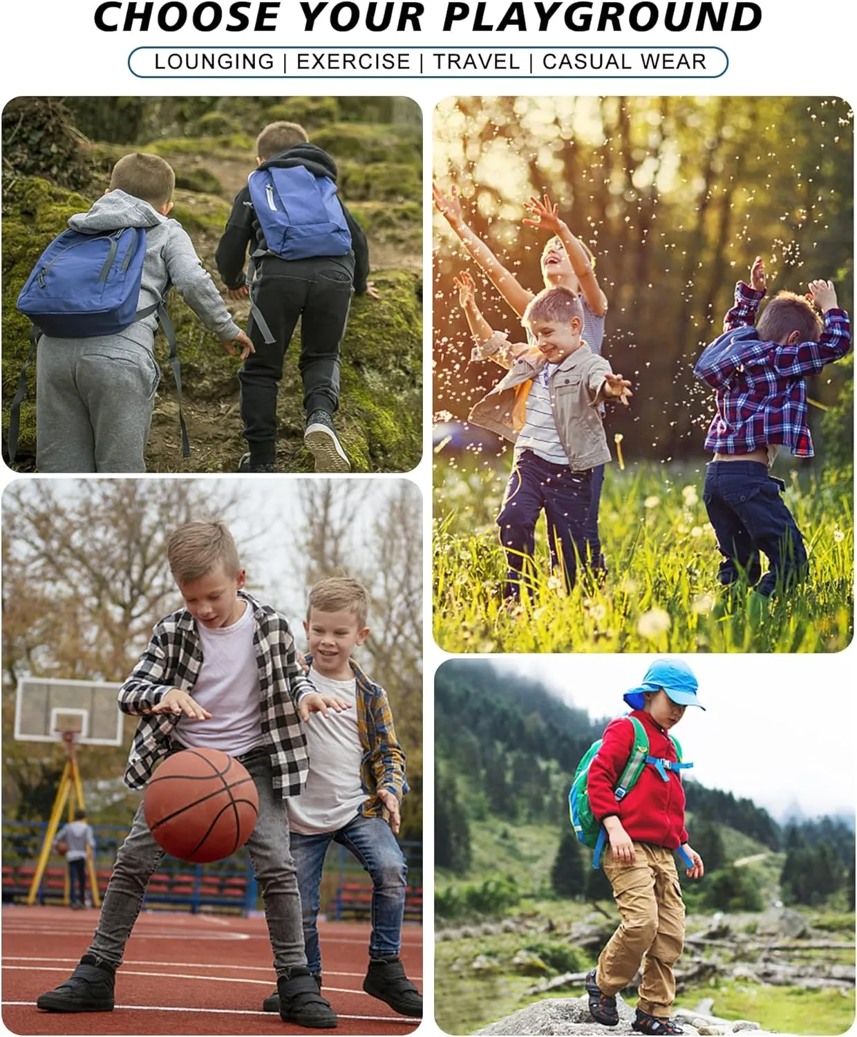 Boys Cargo Pants Kids Joggers Youth Hiking Pants Elastic Waist Cotton Twill Jogging School Pants
