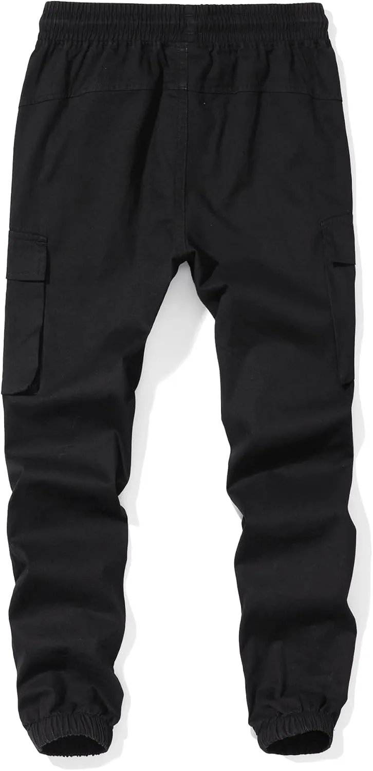 Boys Cargo Pants Kids Joggers Youth Hiking Pants Elastic Waist Cotton Twill Jogging School Pants