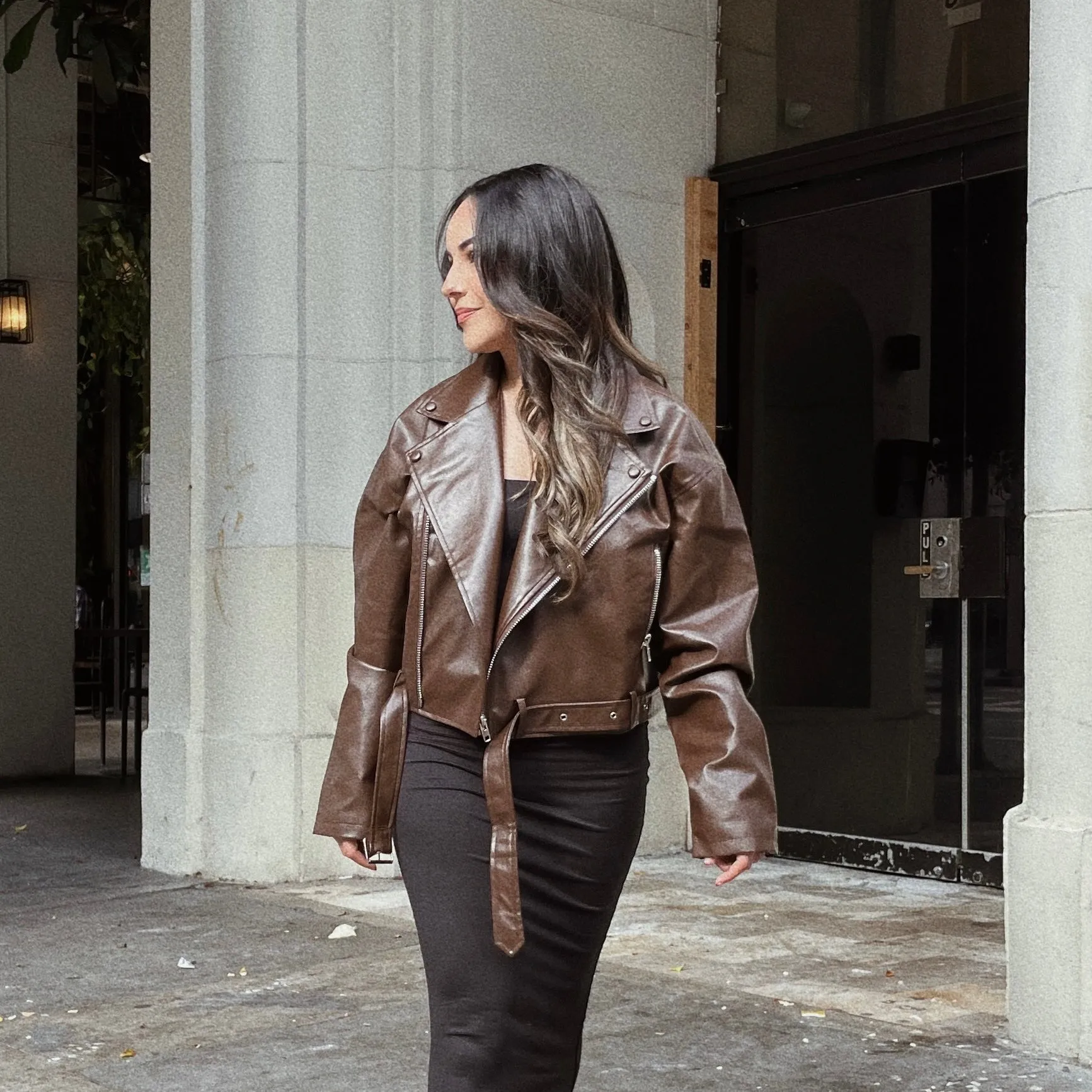 Brown Suga Faux Leather Jacket