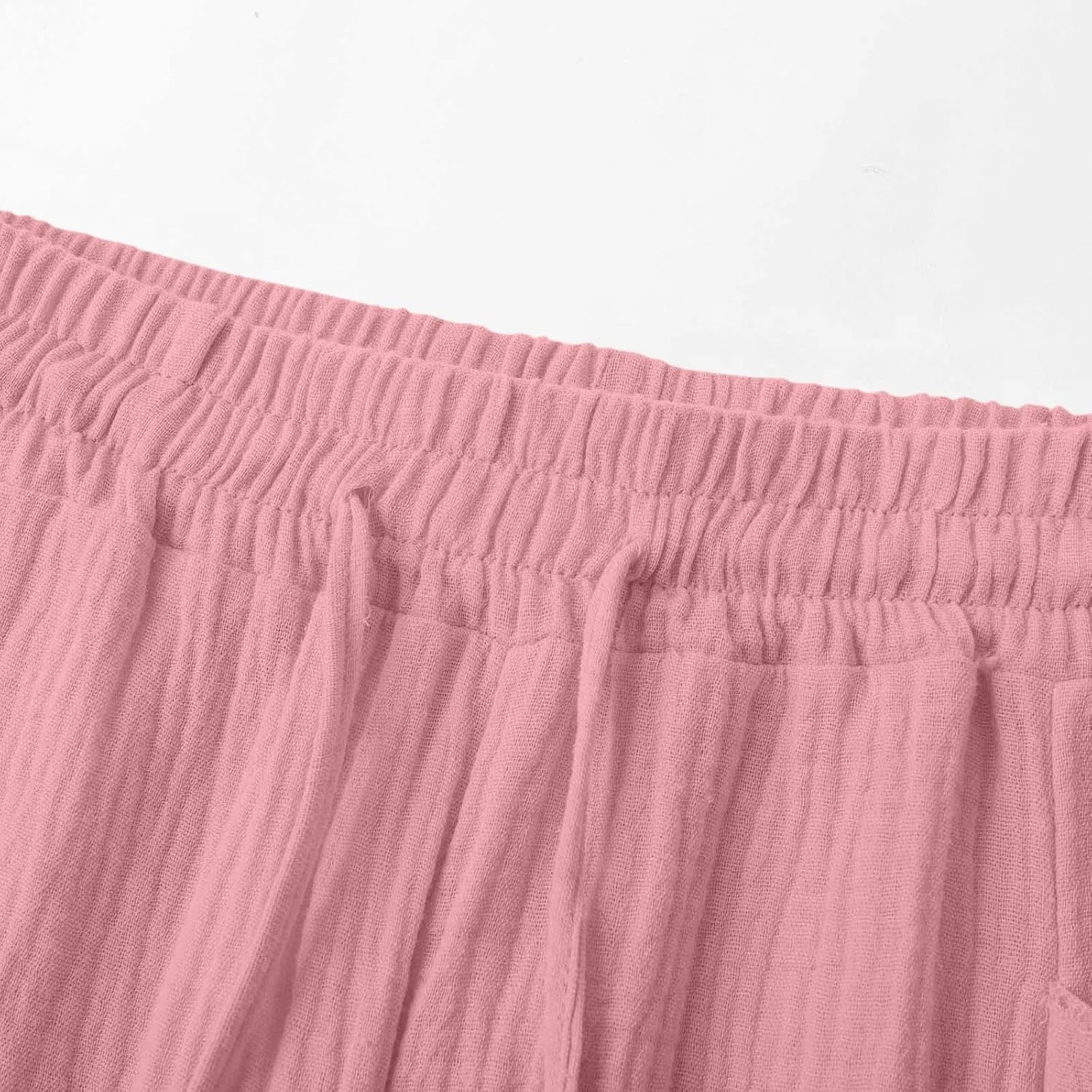Capri Pants for Women Casual Summer 2025 Drawstring Capris Pants Pockets Beach Straight Wide Leg Cropped Trousers