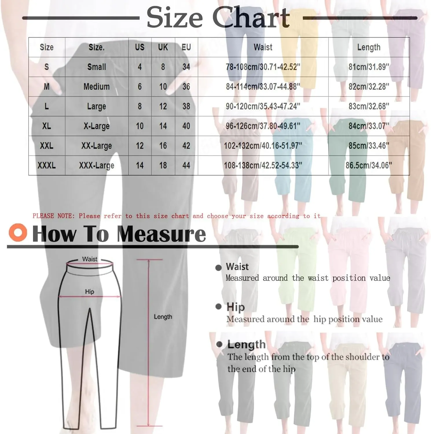 Capri Pants for Women Plus Size, Petite Linen Pants Wide Leg Summer Cotton Linen Capris Drawstring Cropped Trouser