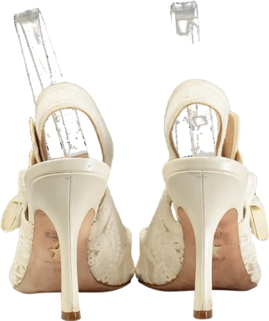 Christian Dior Embroidered Lace Slingback Heels UK 5 EU 38 👠