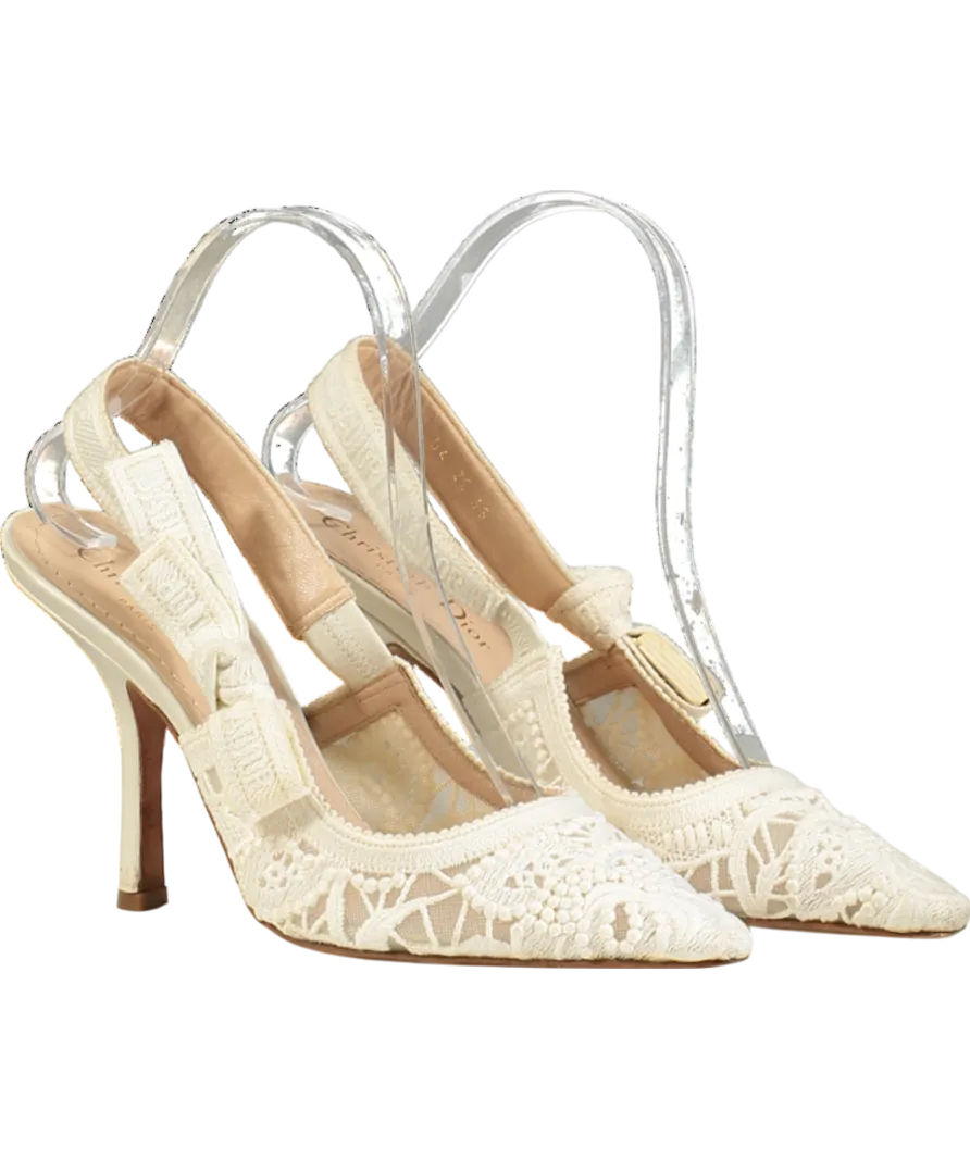 Christian Dior Embroidered Lace Slingback Heels UK 5 EU 38 👠