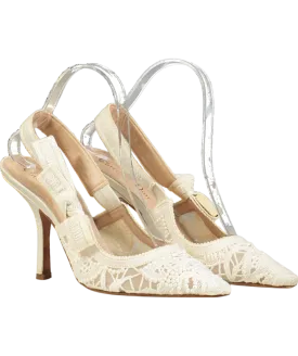 Christian Dior Embroidered Lace Slingback Heels UK 5 EU 38 👠