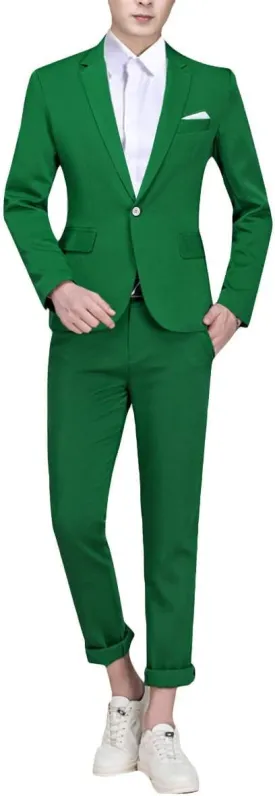 Cloudstyle Men's Suit Single-Breasted One Button Center Vent 2 Pieces Slim Fit Formal Suits