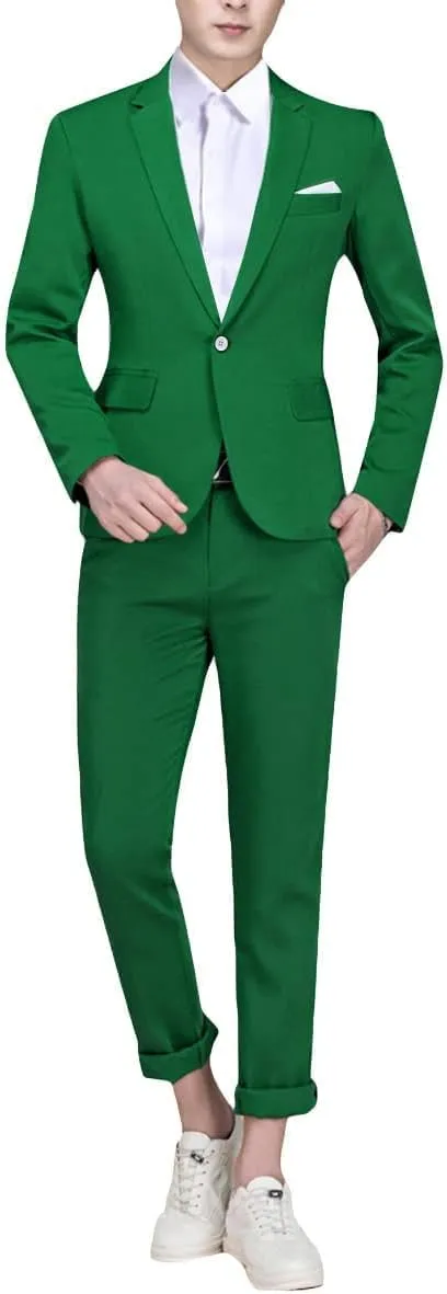 Cloudstyle Men's Suit Single-Breasted One Button Center Vent 2 Pieces Slim Fit Formal Suits