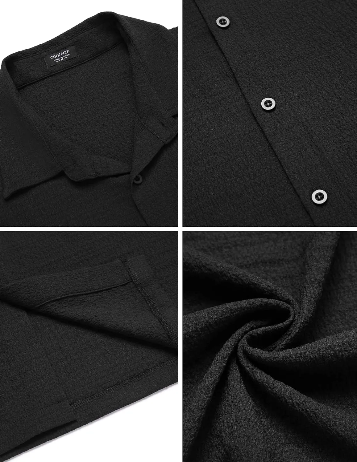 COOFANDY Men's Casual Short Sleeve Button Down Shirt Textured Summer Beach Shirt