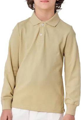 CUNYI Boys Polo Shirt Long Sleeve Cotton School Uniform Shirt Pique Tee Kids Golf Tops