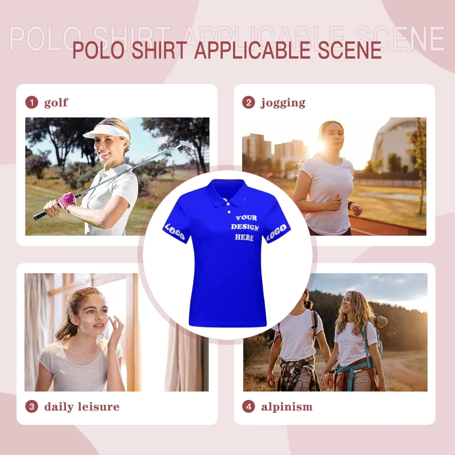 Custom Polo Shirt for Women Your Design Here Logo Work Shirt Personalized Short Sleeve T-Shirt for Sports Tennis