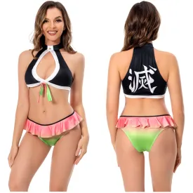 Demon Slayer Kanroji Mitsuri Sexy Swimsuit Cosplay Costume Swimwear Outfits