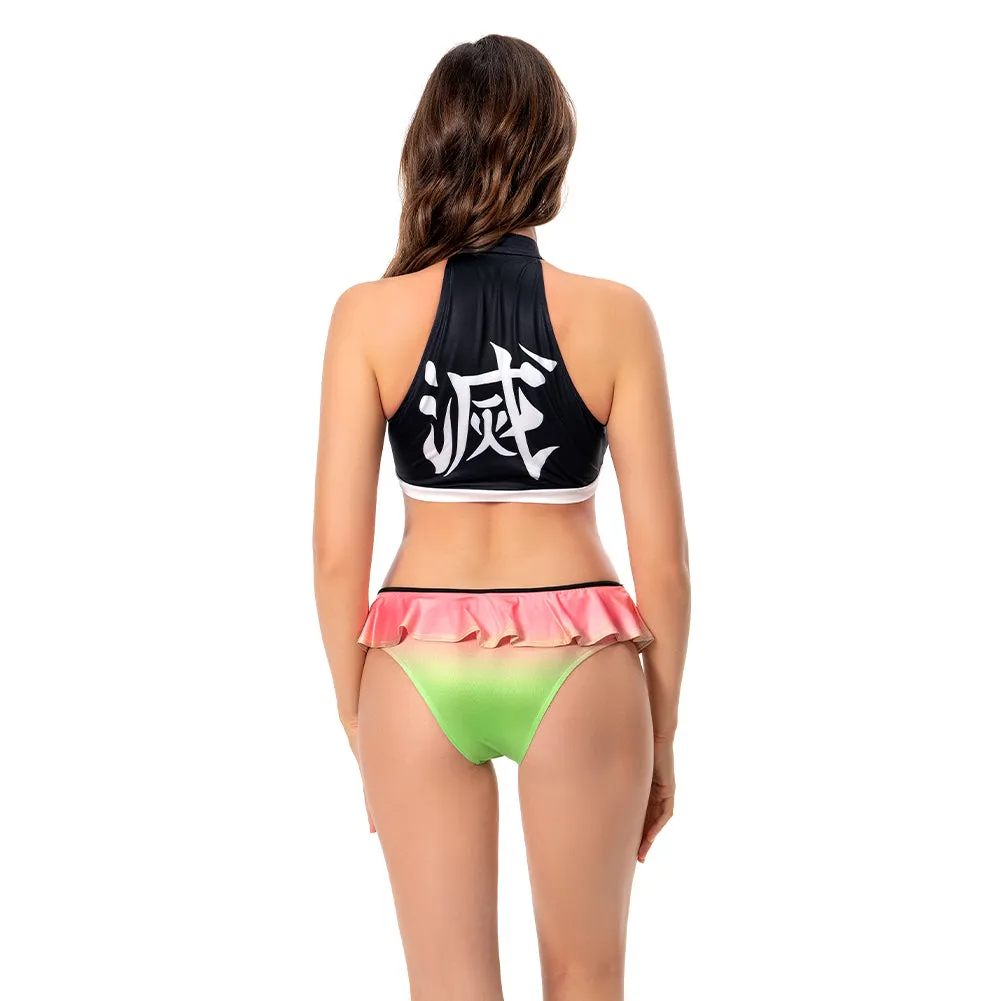 Demon Slayer Kanroji Mitsuri Sexy Swimsuit Cosplay Costume Swimwear Outfits