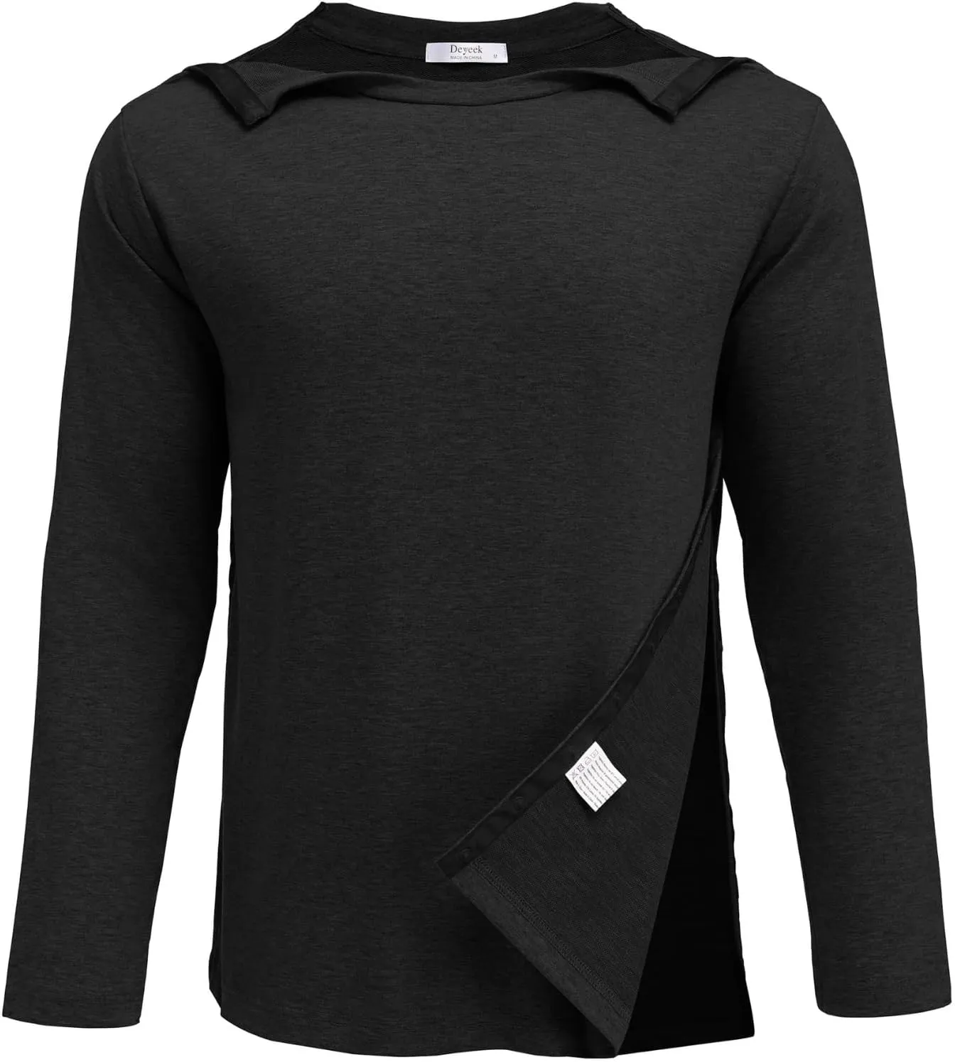 Deyeek Post Shoulder Surgery Recovery Shirts For Men Chemo Port Access Top Snap Full Tear Away Long Sleeve