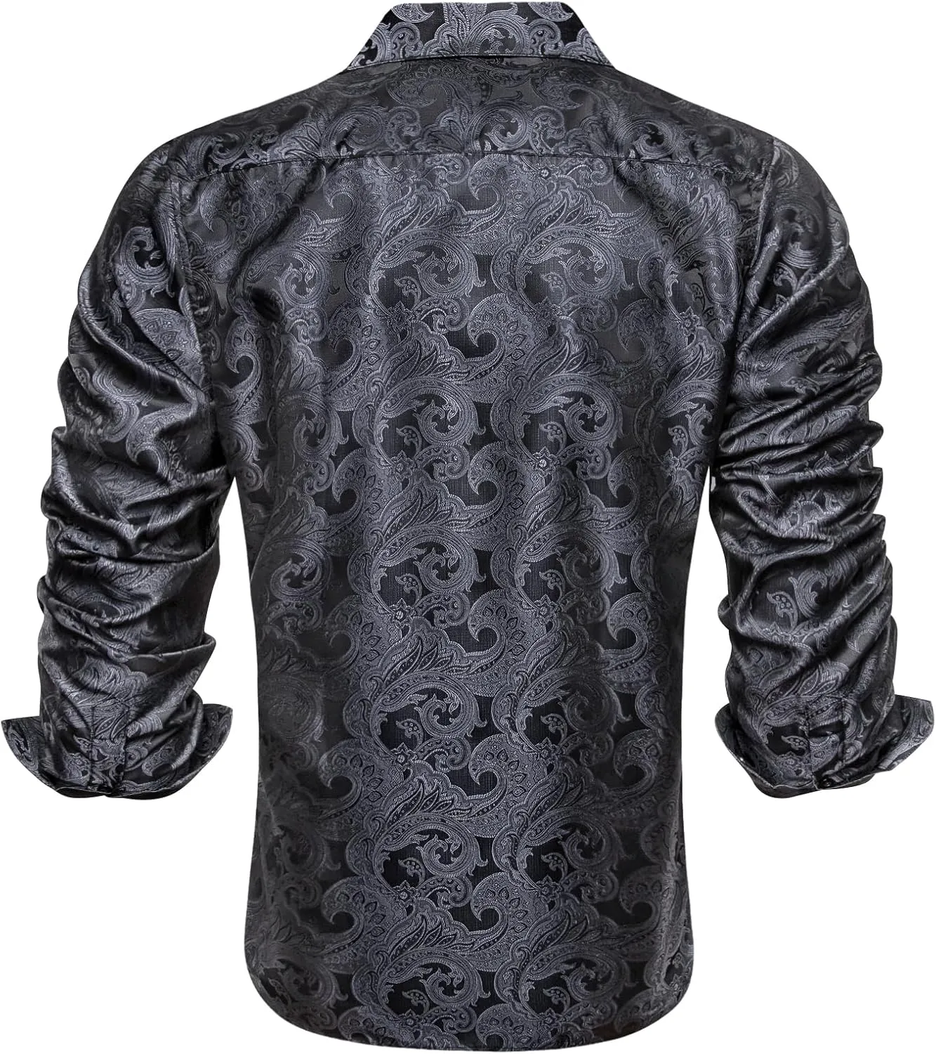 Dubulle Solid Mens Dress Shirt Satin Long Sleeve Business Casual Button Down Shirt with Pocket for Men