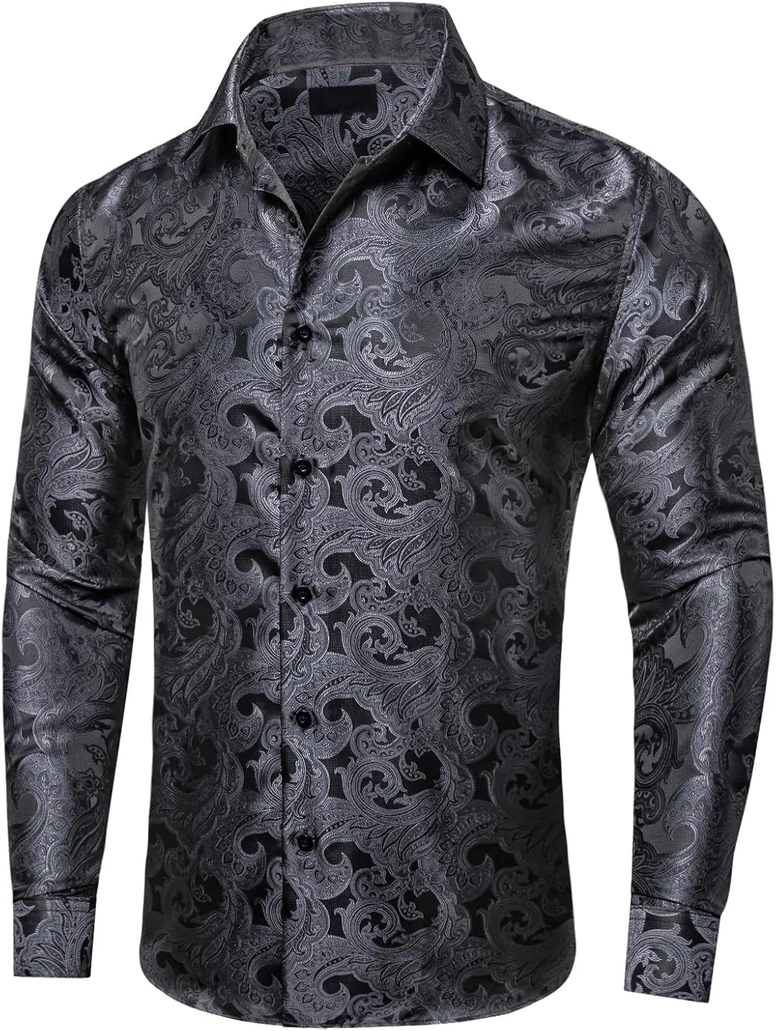 Dubulle Solid Mens Dress Shirt Satin Long Sleeve Business Casual Button Down Shirt with Pocket for Men