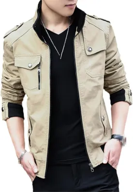 Dvbfufv Mens Jacket Fashion Military Jacket Man Coats Bomber Jacket Stand Casual Jean Coats Streetwear