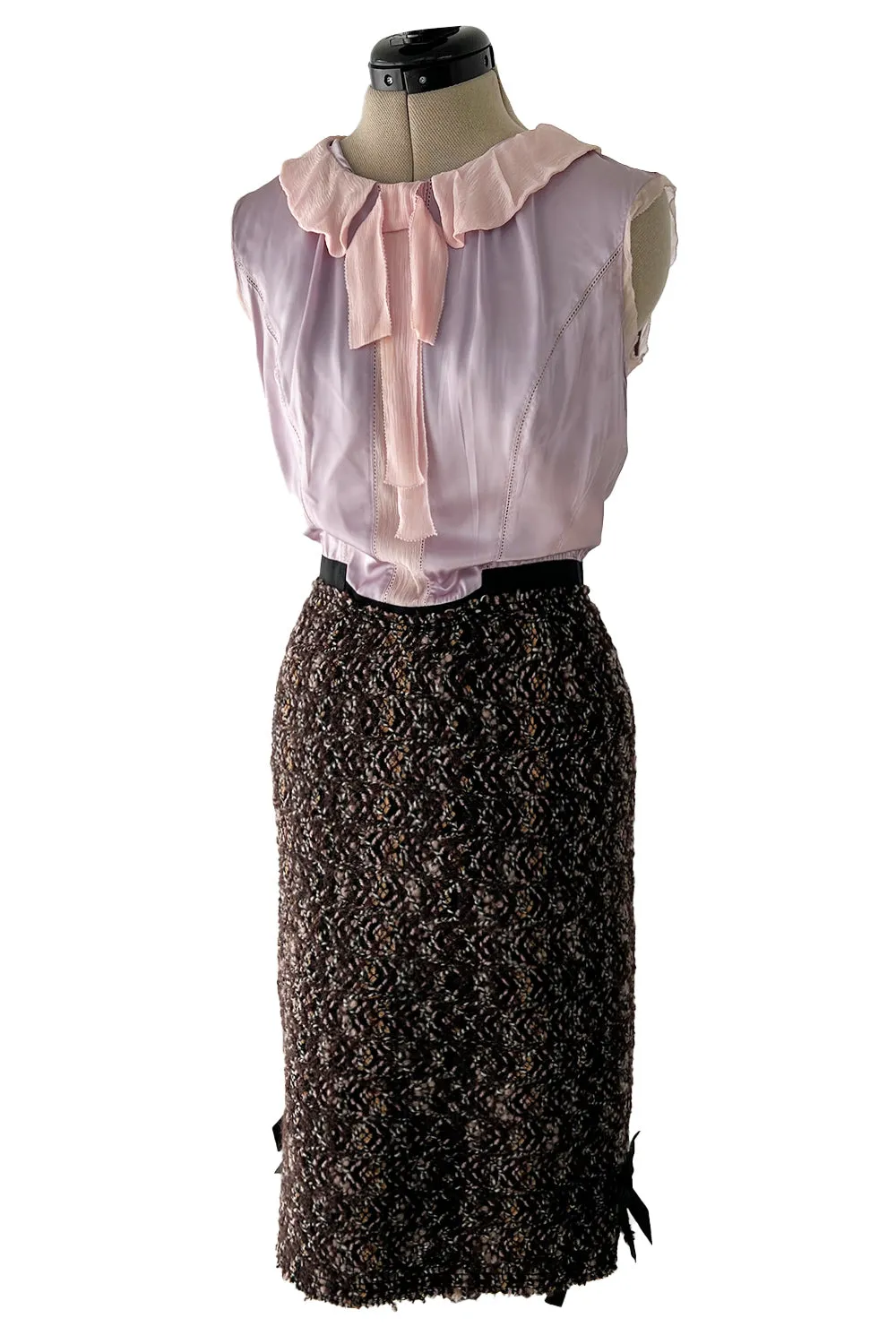 Fall 2010 Louis Vuitton by Marc Jacobs Tweed & Silk Dress w Matching Mink Trimmed Jacket