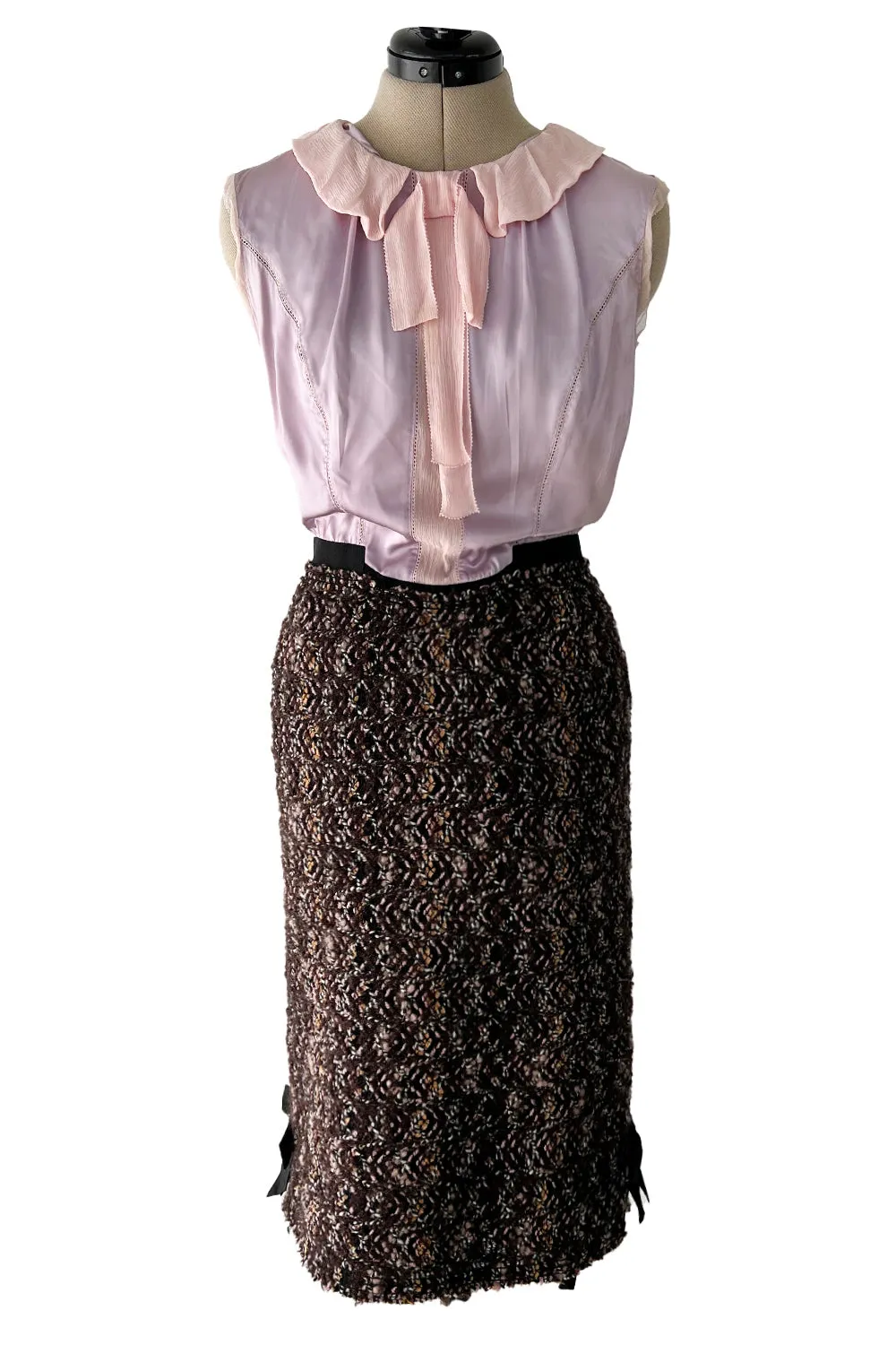 Fall 2010 Louis Vuitton by Marc Jacobs Tweed & Silk Dress w Matching Mink Trimmed Jacket