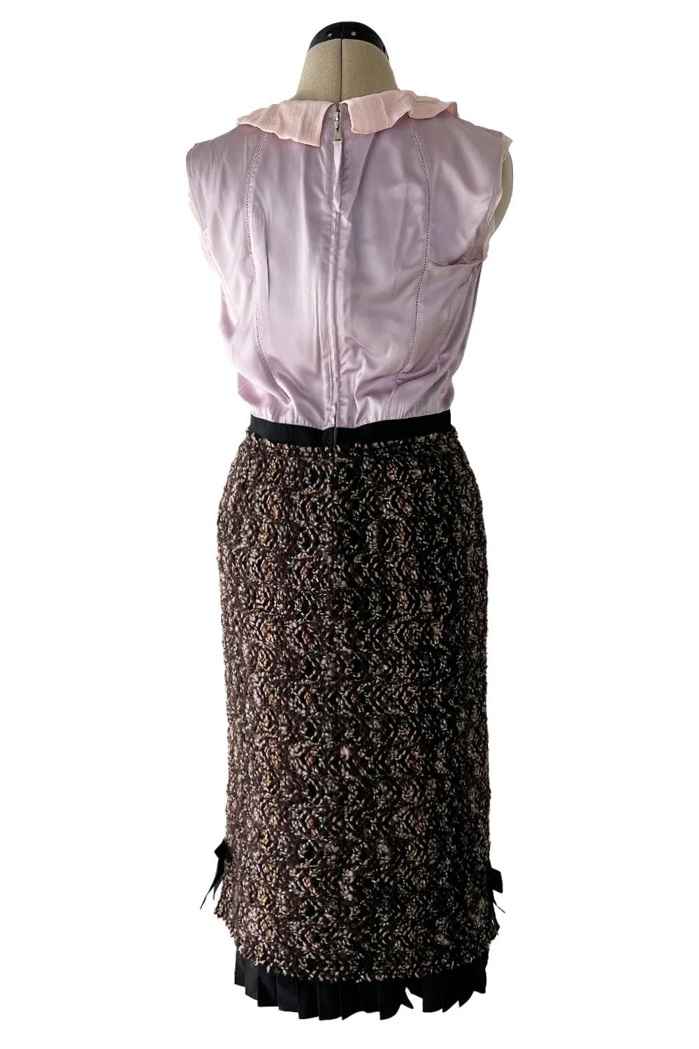 Fall 2010 Louis Vuitton by Marc Jacobs Tweed & Silk Dress w Matching Mink Trimmed Jacket