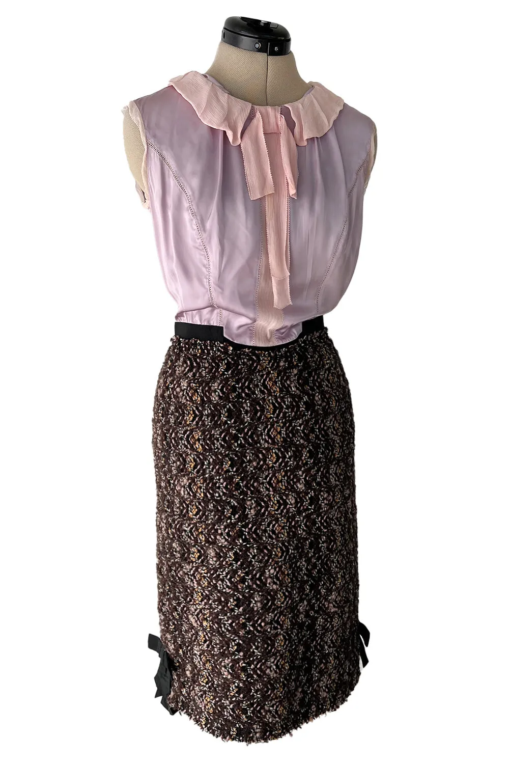Fall 2010 Louis Vuitton by Marc Jacobs Tweed & Silk Dress w Matching Mink Trimmed Jacket