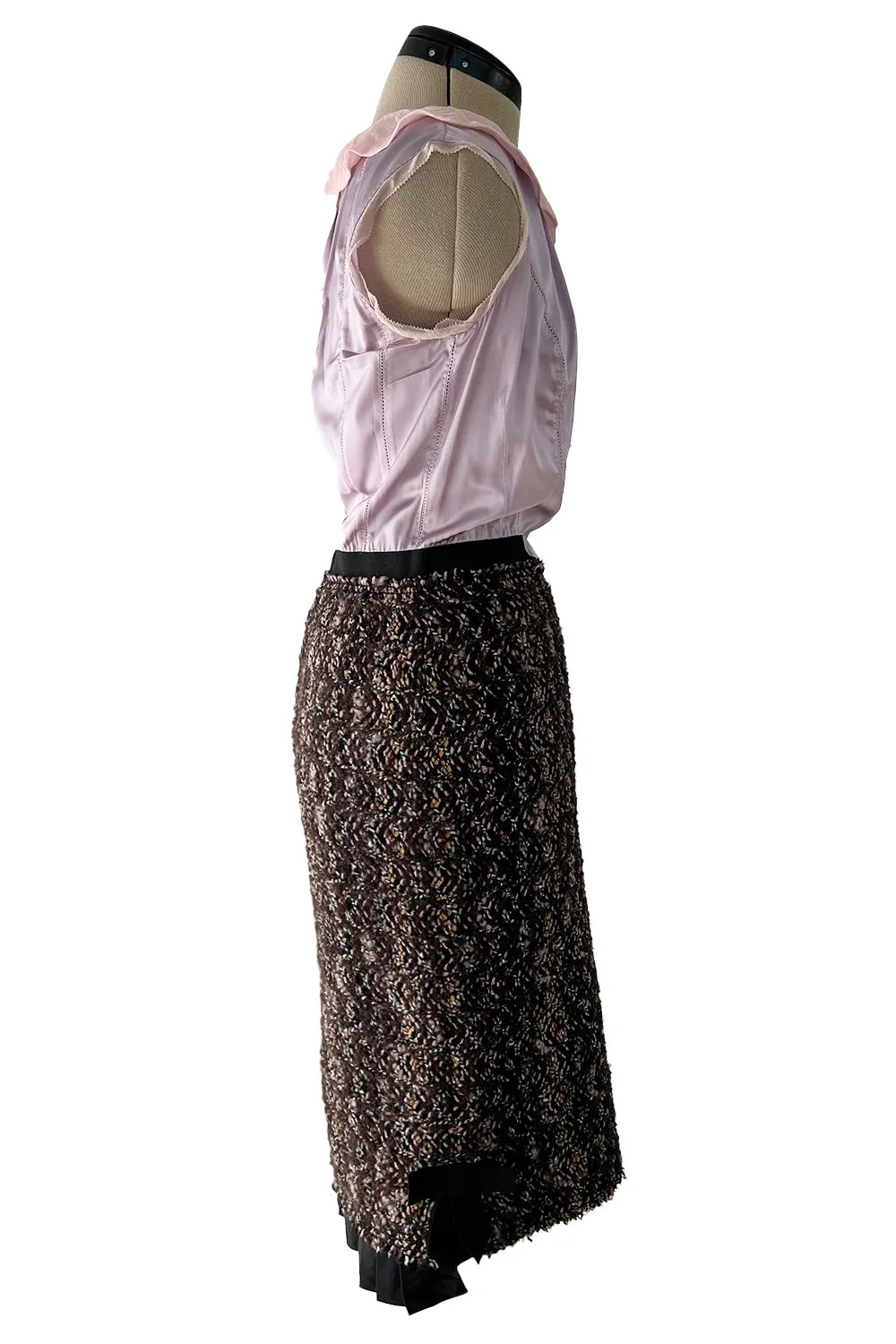 Fall 2010 Louis Vuitton by Marc Jacobs Tweed & Silk Dress w Matching Mink Trimmed Jacket