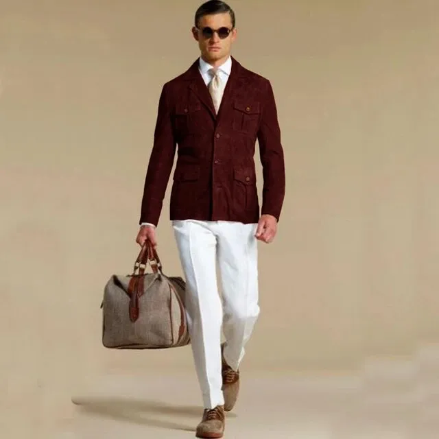 Formal Look Single-Breasted Suede Suit