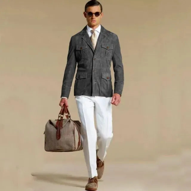Formal Look Single-Breasted Suede Suit