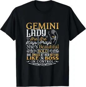 Gemini Lady Shirt Astrology Zodiac Sign Gemini Woman Girl T-Shirt