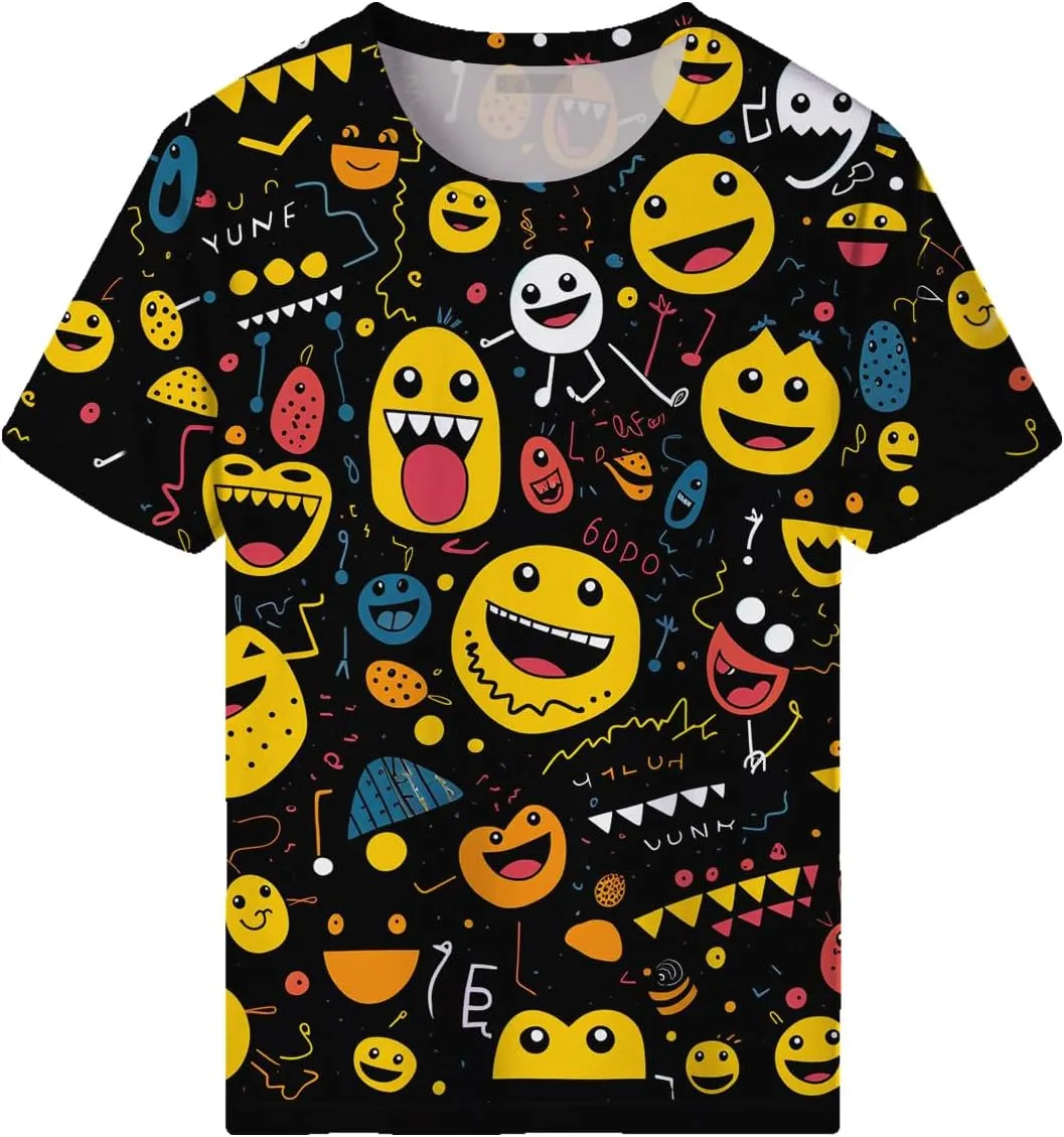 Graffiti Shirt Men Hand Painted Watercolor Novely Pattern Summer Short Sleeved T-Shirt