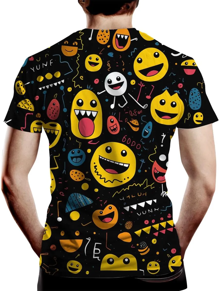 Graffiti Shirt Men Hand Painted Watercolor Novely Pattern Summer Short Sleeved T-Shirt