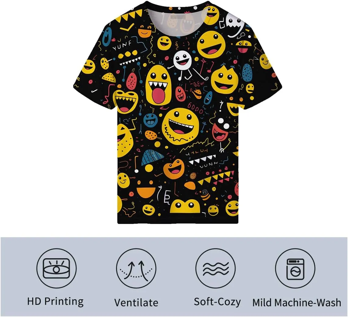 Graffiti Shirt Men Hand Painted Watercolor Novely Pattern Summer Short Sleeved T-Shirt