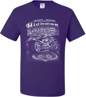 Highway Legend Route 66 T-Shirt Biker American Tradition Chopper Mens Tee Shirt