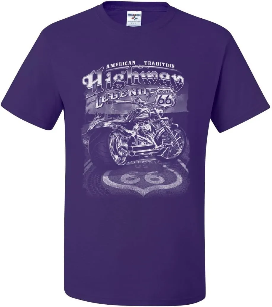 Highway Legend Route 66 T-Shirt Biker American Tradition Chopper Mens Tee Shirt