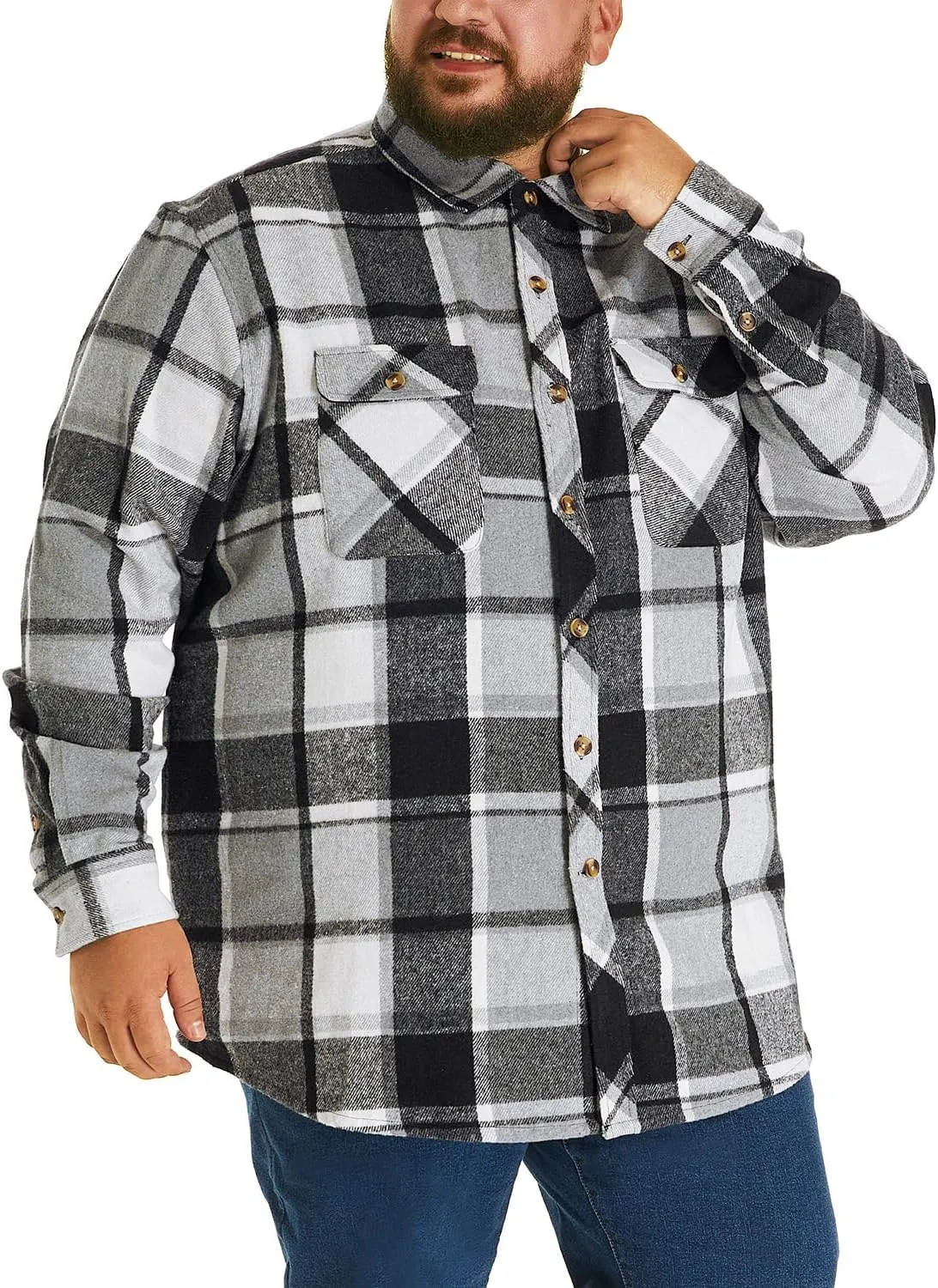 HOdo Big and Tall Mens Heavyweight Flannel Shirt 2XL- 6XL Button Down Shirt