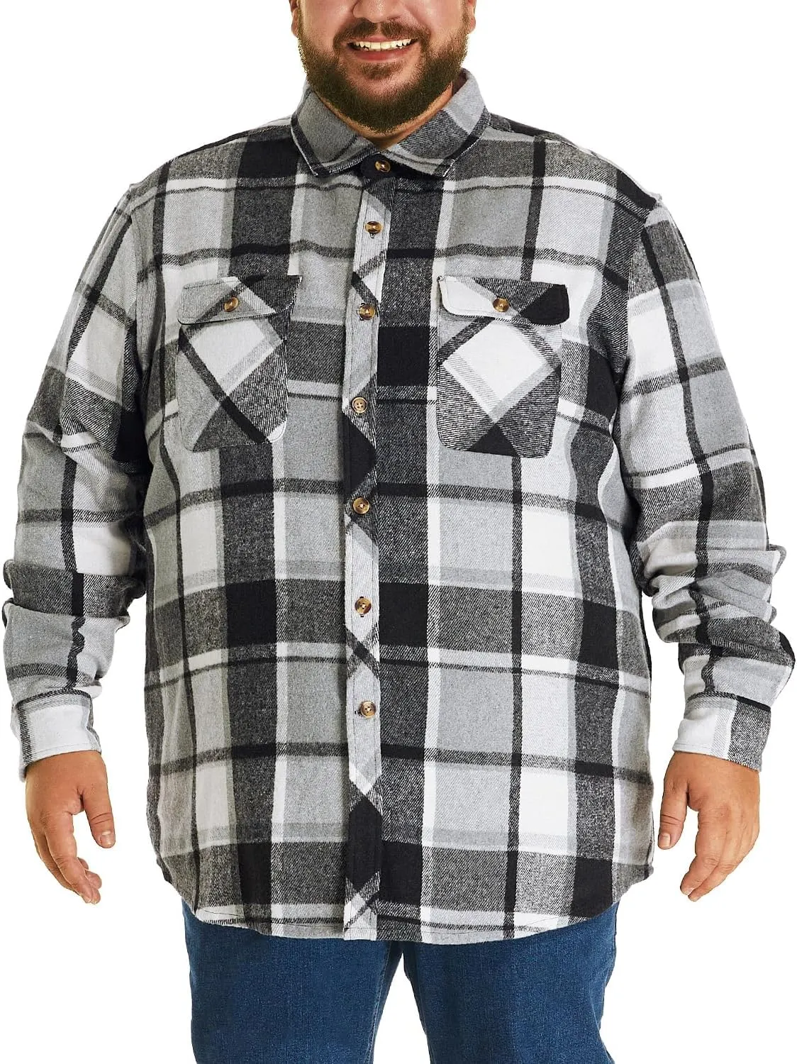 HOdo Big and Tall Mens Heavyweight Flannel Shirt 2XL- 6XL Button Down Shirt