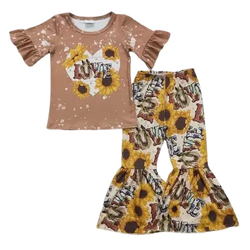 Horse Sunflower Love - Western Bell Bottoms Outfit Kids