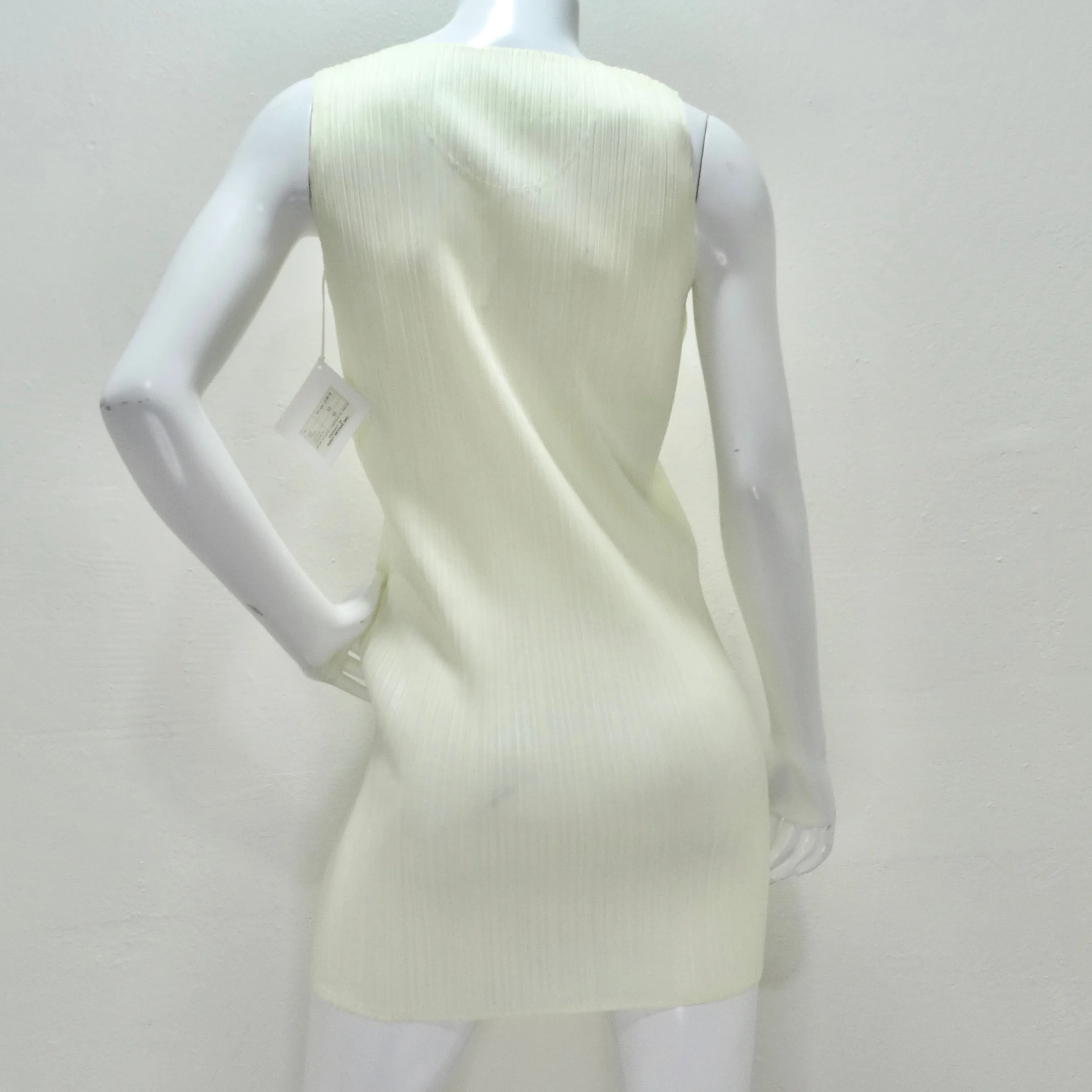 Issey Miyake 90s Pleats Please Mini Dress and Shawl Set Off-White