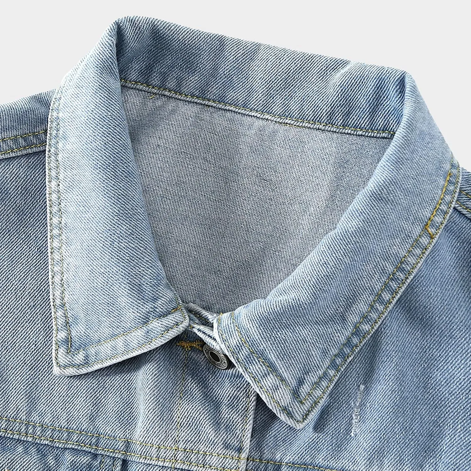 Ladyful Women's Bride Casual Jean Jacket Distressed Ripped Denim Jacket Coat with Pockets