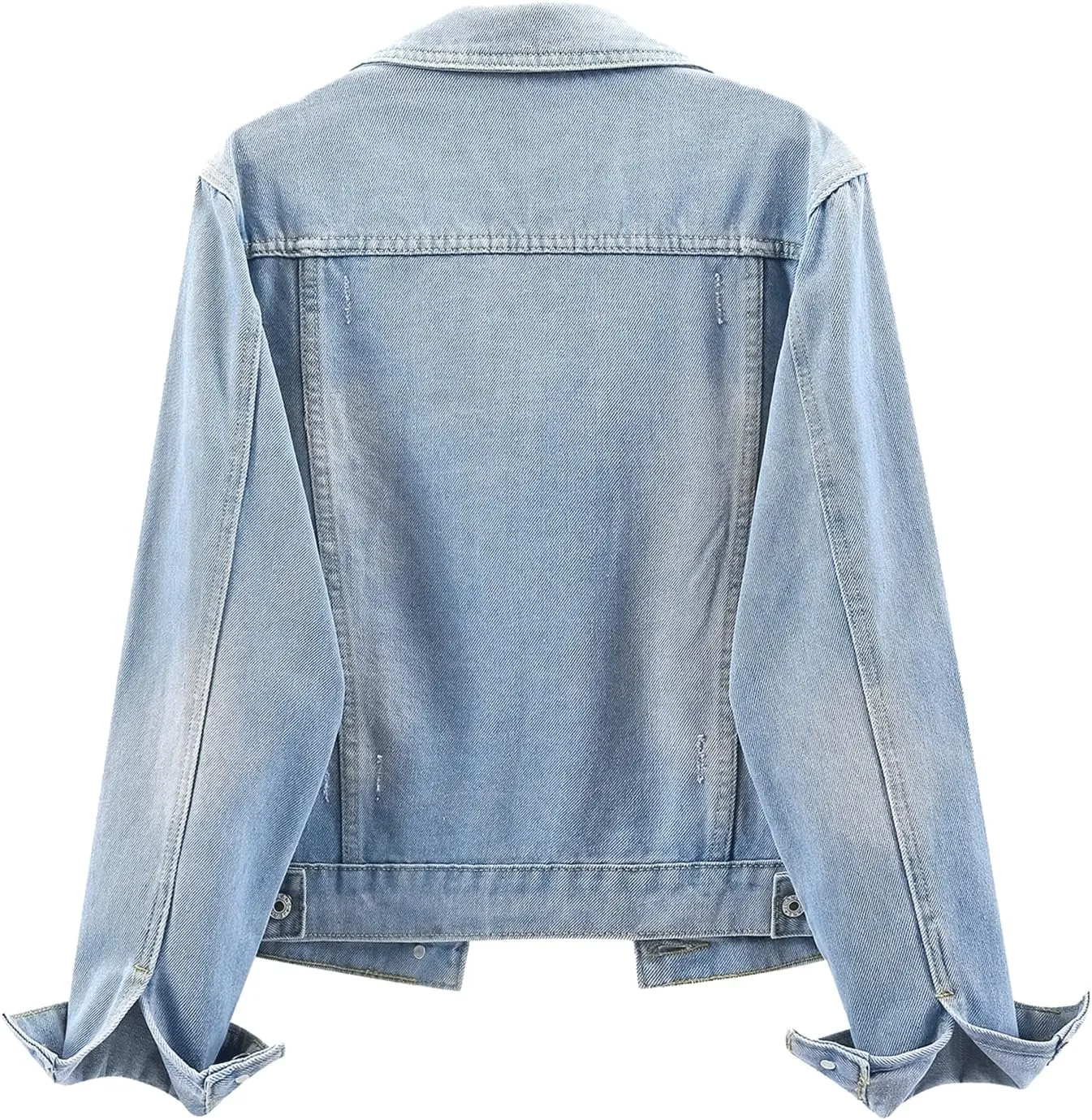 Ladyful Women's Bride Casual Jean Jacket Distressed Ripped Denim Jacket Coat with Pockets