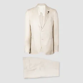 Linen Single Breasted Suit Beige