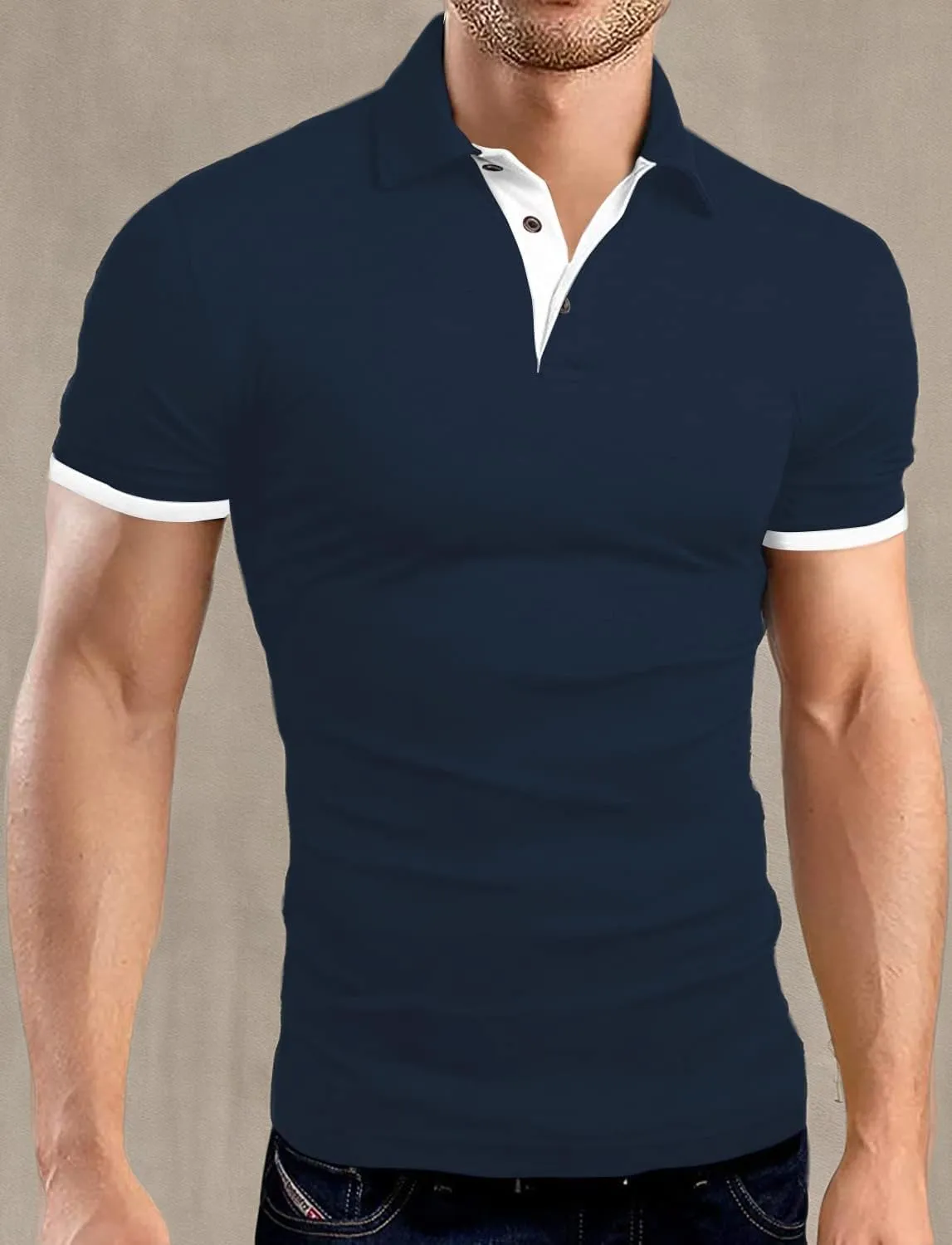LOGEEYAR Men Polo Shirt Slim Fit Short Sleeve Cotton Golf Shirt Solid Performance Casual T-Shirts