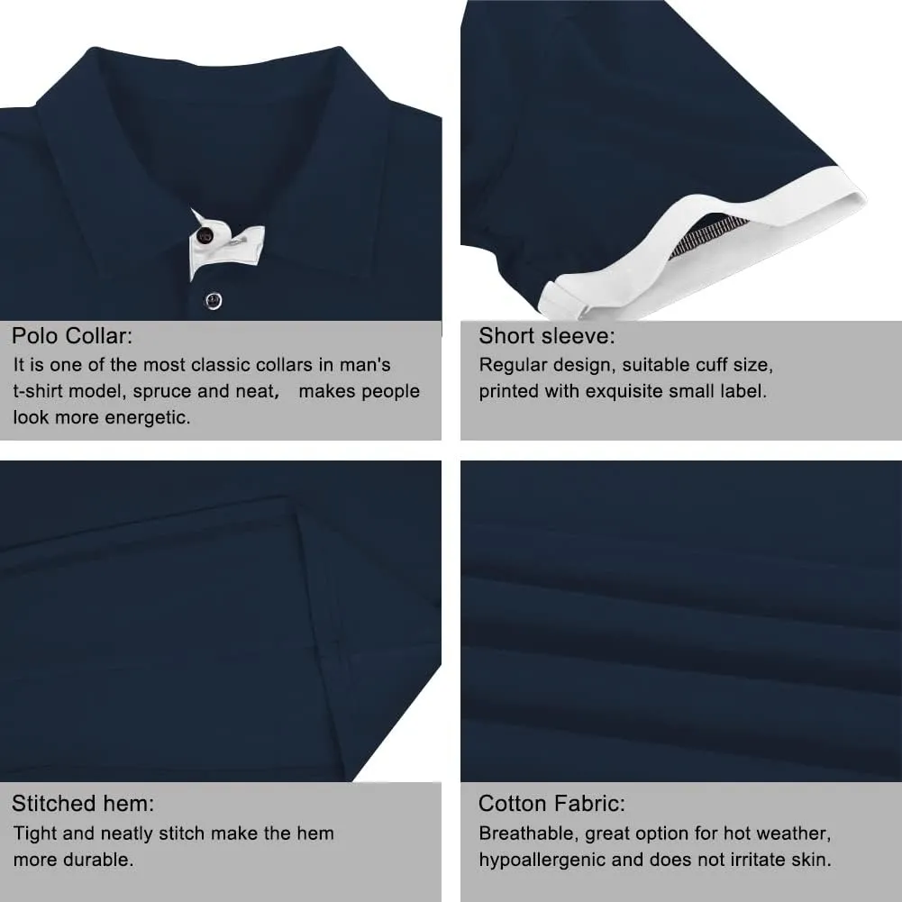 LOGEEYAR Men Polo Shirt Slim Fit Short Sleeve Cotton Golf Shirt Solid Performance Casual T-Shirts
