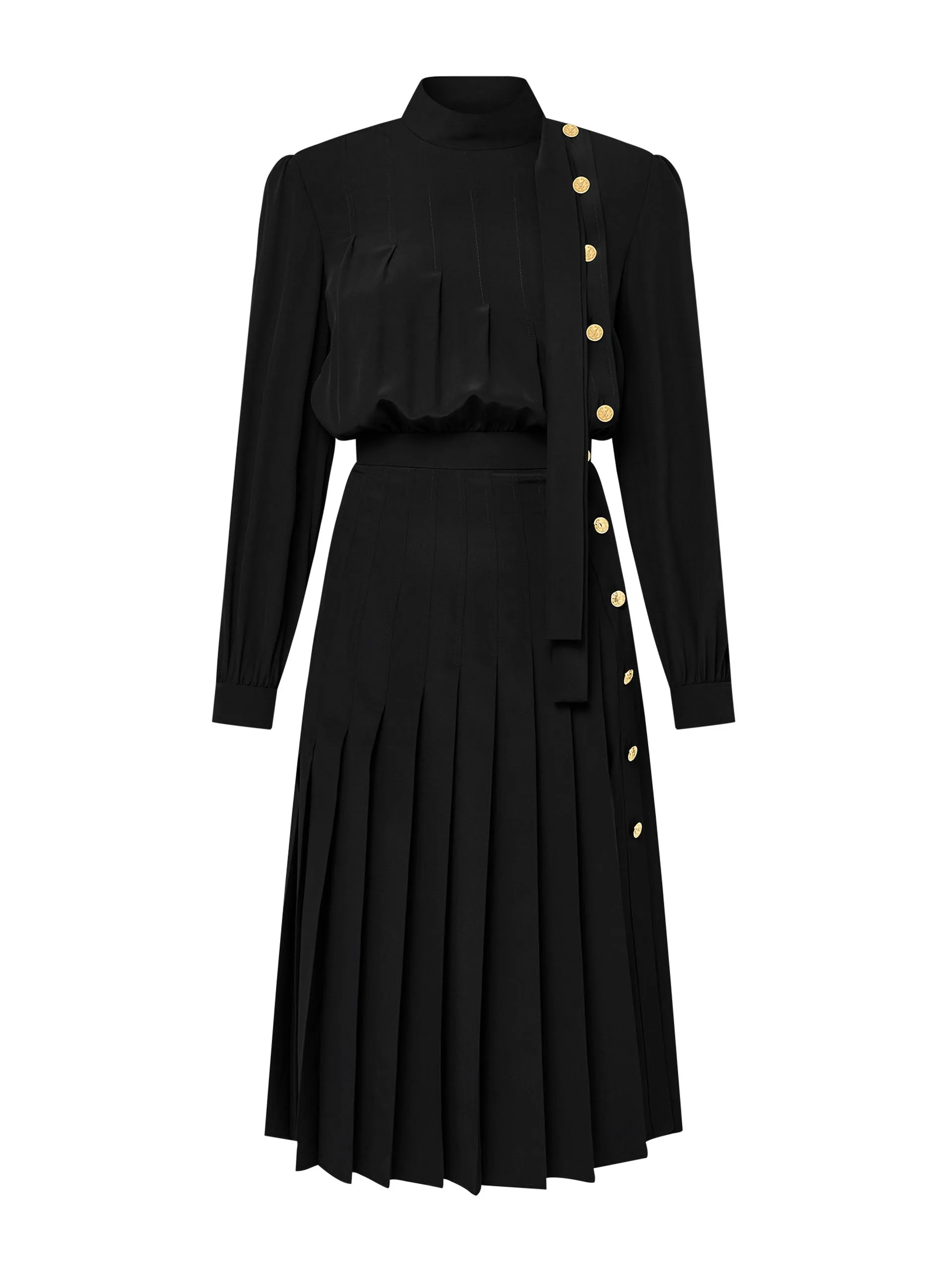 Long-sleeved pleat dress