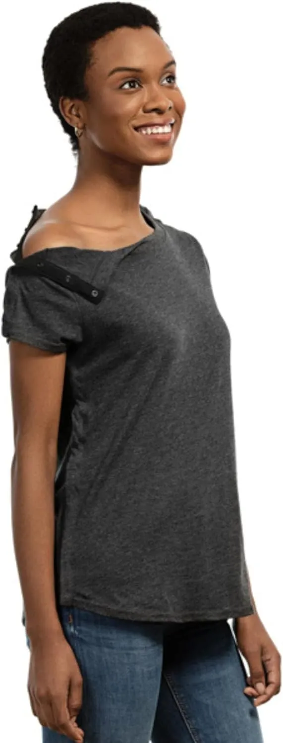 MAI Shoulder Surgery Shirts for Women - Soft Fabric Tear Away Shirt with Premium Snap, Chemo Shirts for Port Access